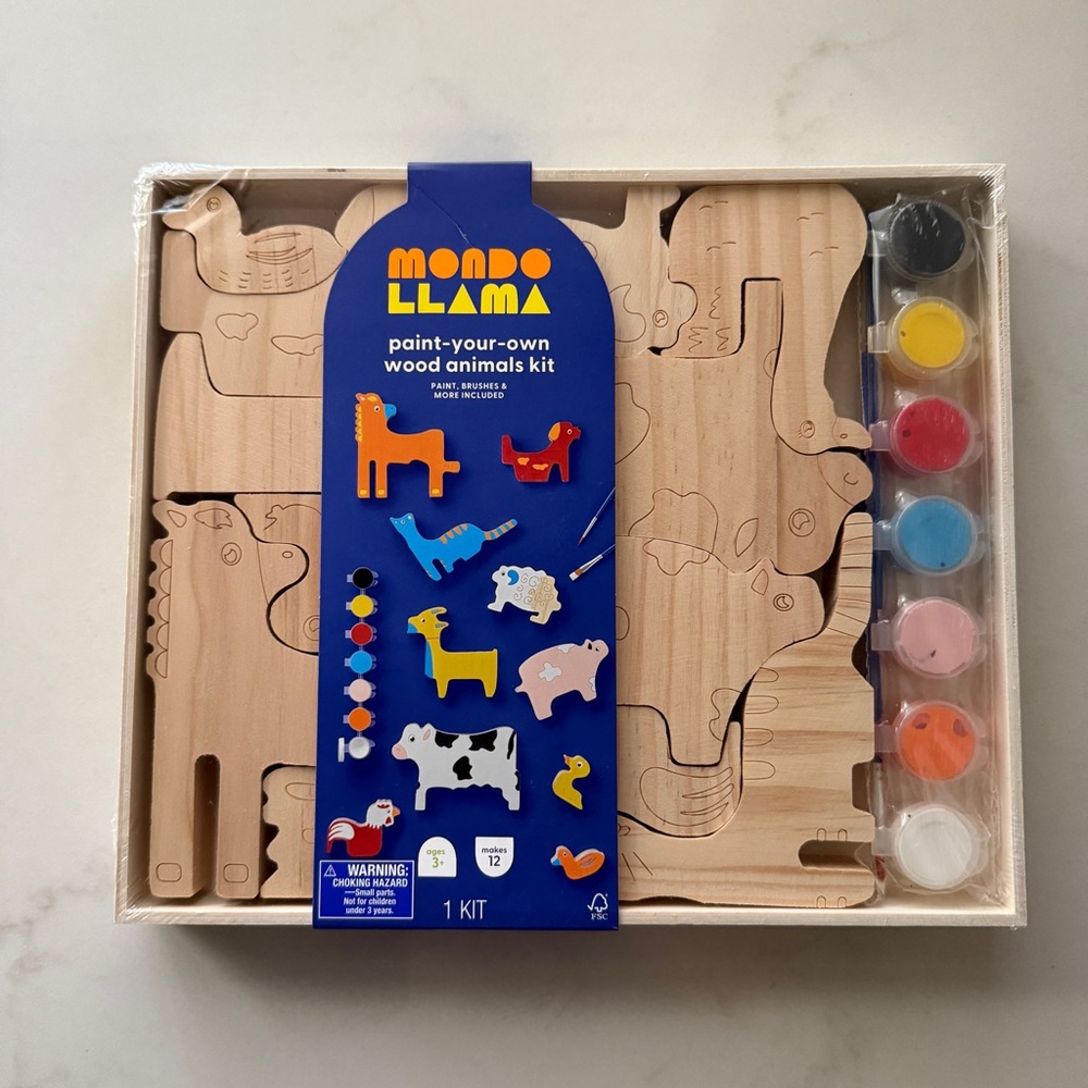 Mondo Llama Paint-Your-Own Wood Animals Craft Kit Kids NEW